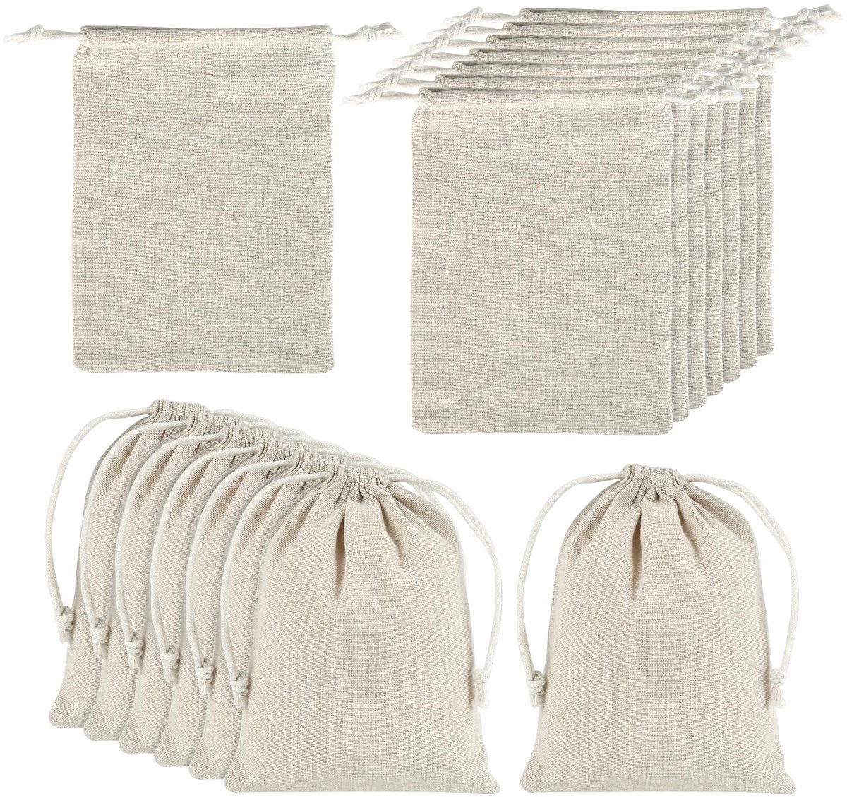 IMPERATORIS® Katoenen Tas - Draagtasje met Hengsels - Boodschappen voor Kinderen en Volwassenen - Stevige Kwaliteit - 15 Stuks - Naturel - 15 x 20 cm