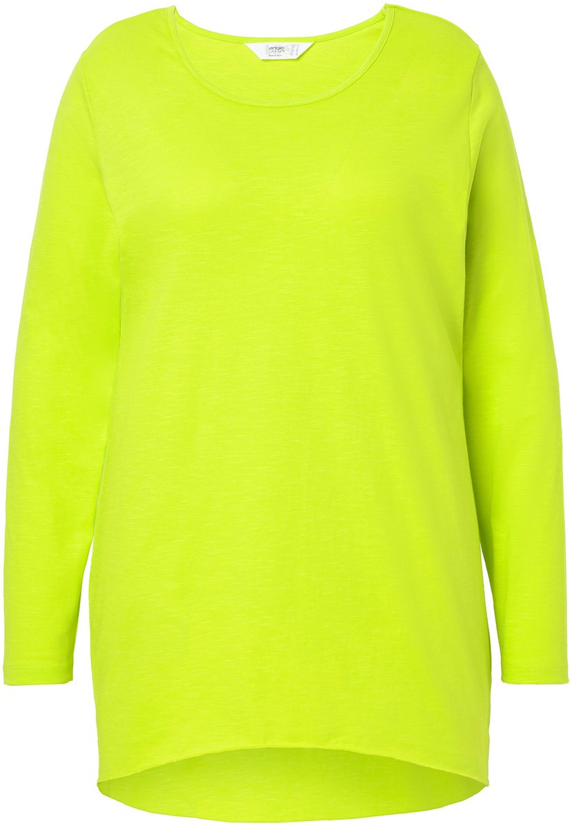 Angel of Style - Dames - longshirt comfortabele pasvorm ronde hals lange mouwen - Limoen - Maat 50