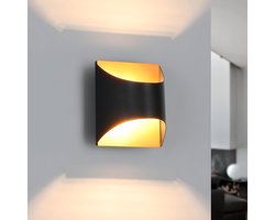 Glitzerlife Wandspots G9-Wandlampen - Retro Stijl - Up & Down Verlichting - Keramik Metall - Ø12cm - Zwart Goud -Max.40W