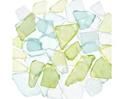 Zeeglas Set - 45 stuks in 3 kleuren voor vaasvulling, strandbruiloft, decoratie - DIY knutselbenodigdheden in blauw, wit en groen
