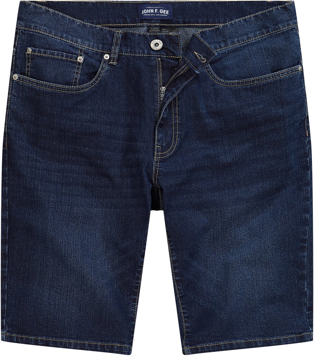 John F. Gee - Heren - Jeans-bermuda 5-pocket - Blauw denim - Maat 60