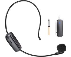 Draadloze UHF Headset Microfoon 2-in-1 - Handheld en Headset Microfoon met 165ft Bereik voor Onderwijs, Fitness en PA Systemen