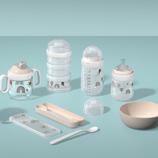 Mepal Mio melkpoedertoren 3-delig - 360 ml - Luchtdichte afsluiting met schekdop - Multifunctioneel opbergen en doseren - Forest Friends van Mepal — afbeelding 3