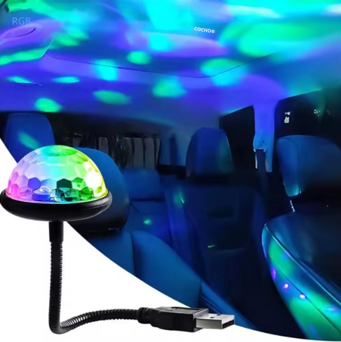 COCHO® SportDrive Set – Blauw | Stuurhoes + 2x Gordelhoezen + Auto Interieur Verlichting | Luxe Comfort Auto Upgrade | Universeel 37–39 cm – foto 3