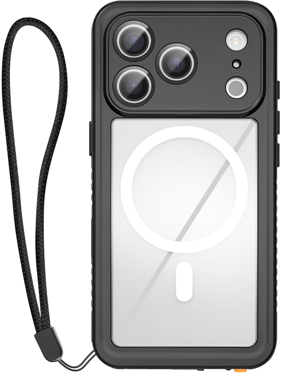 4smarts, Volledig Waterdichte Hoes IP68 Geschikt voor Apple iPhone 17 Pro Compatibel met MagSafe, Zwart