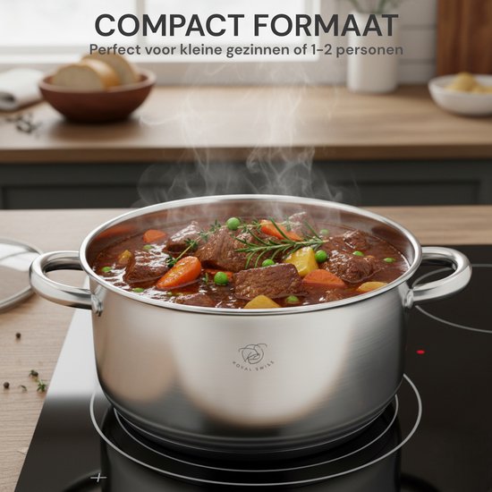 Royal Swiss® – Cuit-Vapeur 26 cm – Set Vapeur en Inox 3 Pièces – Cuiseur Vapeur avec Couvercle en Verre – Compatible Induction, Gaz & Électrique – Cuisson Saine à la Vapeur – Passe au Lave-Vaisselle