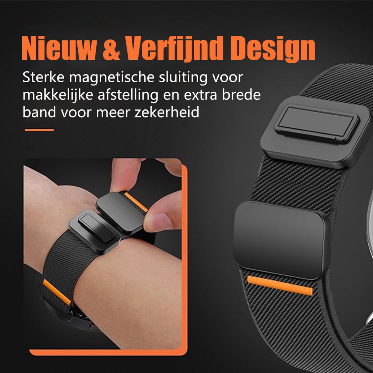 Stravo Nylon Bandje met Magneet voor Garmin Fenix 5x (Plus) Fenix 6x (Pro) Fenix 7x (Pro-Sapphire-Solar) Garmin Fenix 8 - 51mm Enduro 1-2-3 - Quickfit 26mm band voor Garmin smartwatches - Stevig & Verstelbaar Horlogebandje Horlogeband - Zwart thumbnail 6
