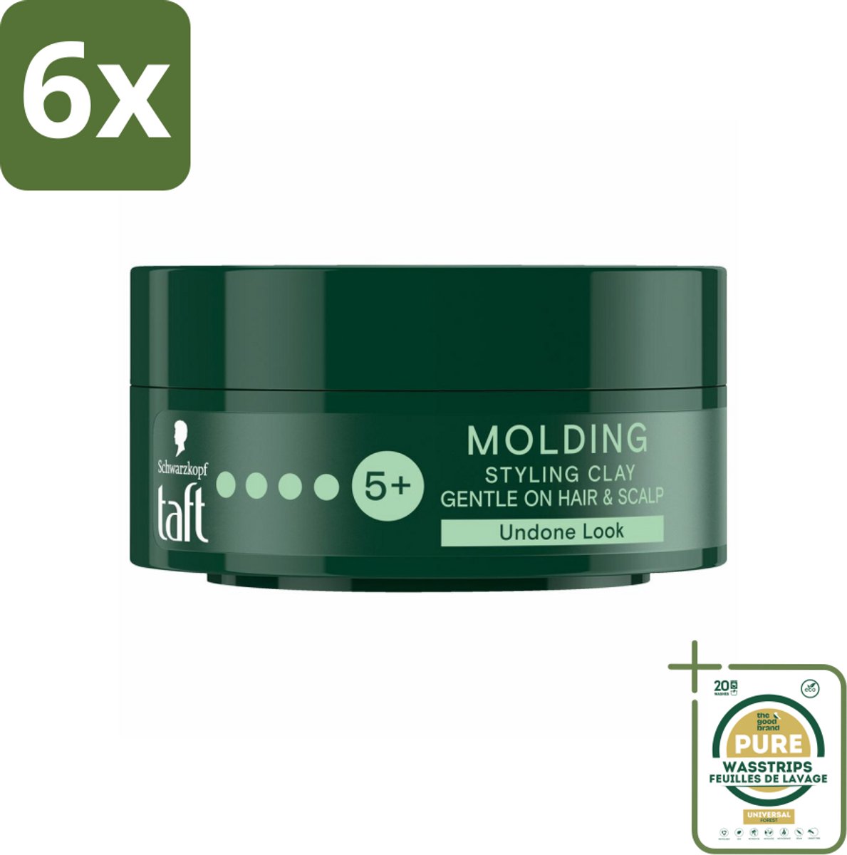 Taft - Molding Styling Clay - Hold 5+ - Vormbare hold - 75 ml - Voordeelverpakking - 6 stuks - Taft Molding Clay - Haarproducten