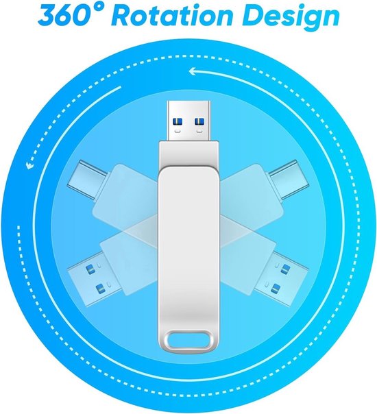4TB 3-in-1 USB-stick | USB-C-interface | Externe opslag | Dubbele ...