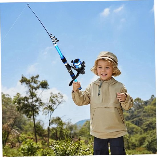Kindervishengel - Vishengelset - 1,8 m draagbare telescopische vishengel met opbergrol en accessoires - Jeugdvishengelvisuitrusting voor kinderen, jongens, meisjes en volwassenen — afbeelding 2