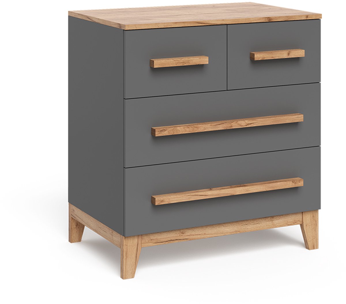 Vitalispa Malia Dressoir – 80 x 88 cm met 4 laden Grijs/Kunstnijverheid