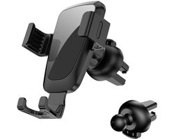 Mobiele telefoonhouder voor in de auto, 360° verstelbaar, autotelefoonhouder voor ventilatiegleuf in de auto, met één klik voor de auto, accessoires voor het interieur van de auto (zwart)