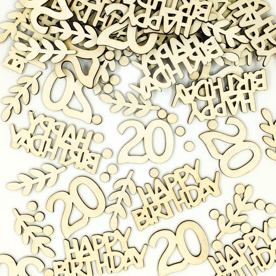 100pcs confetti 20th birthday hout - 20 scatter decoratie verjaardagstafel - garlands 20 tafel decoratie verjaardag man vrouw 20 jaar versiering