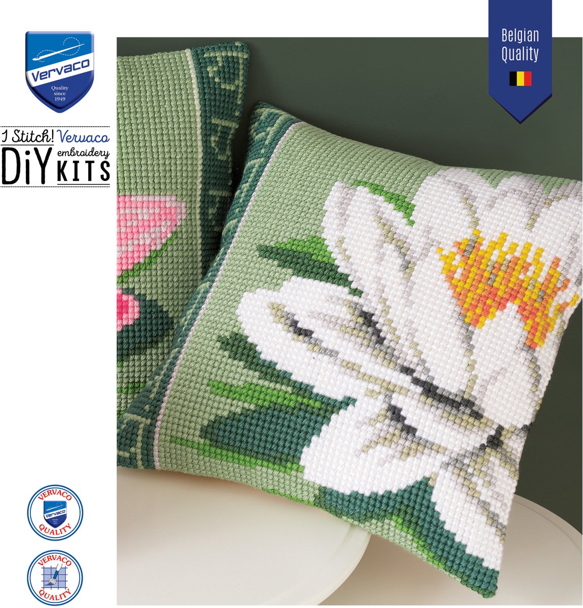 Vervaco - Kruissteekkussen kit - Witte lotusbloem - PN-0156009 - Borduren - Borduurpakket - Borduurpakket volwassenen - Borduurpakket kind — afbeelding 6