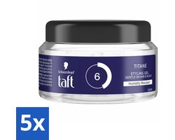 5 x Taft - Titane 6 - Styling Gel - Krachtige styling - 250 ml - Krachtige Styling - Vochtbestendige Fixatie - Titanium Hold - Kort Kapsel - Herstel Van Haar