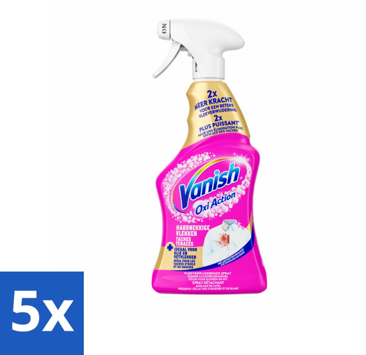 5 x Vanish - Vlekverwijderaar - Spray - Hardnekkige Vlekken - 500 ml - Vlekkenverwijderaar - Hardnekkige Vlekken - Vlekken Op Kleding - Vlekken Op Textiel - Vlekken Verwijderen