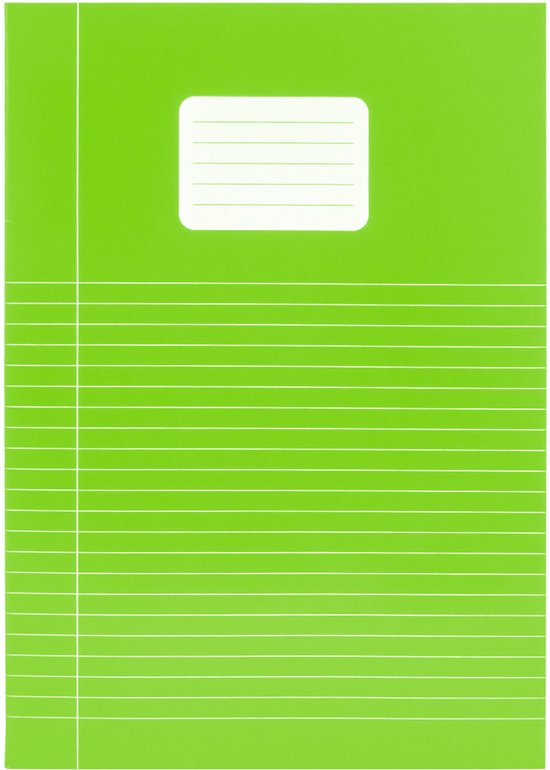 Groen schrift met witte lijnen en een wit naamveld.