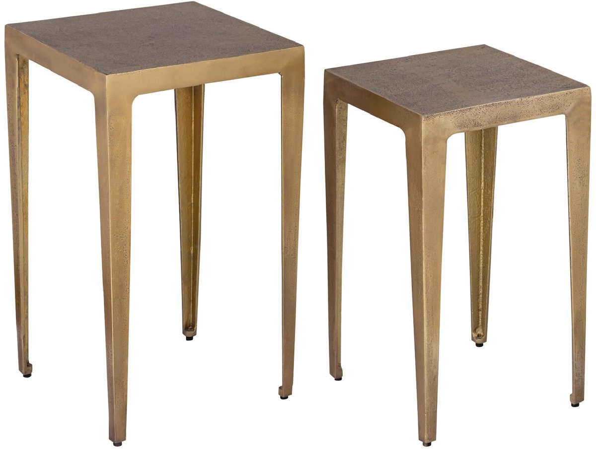 PTMD Bijzettafel Rivva - Goud - 32x32x55cm - Set van 2