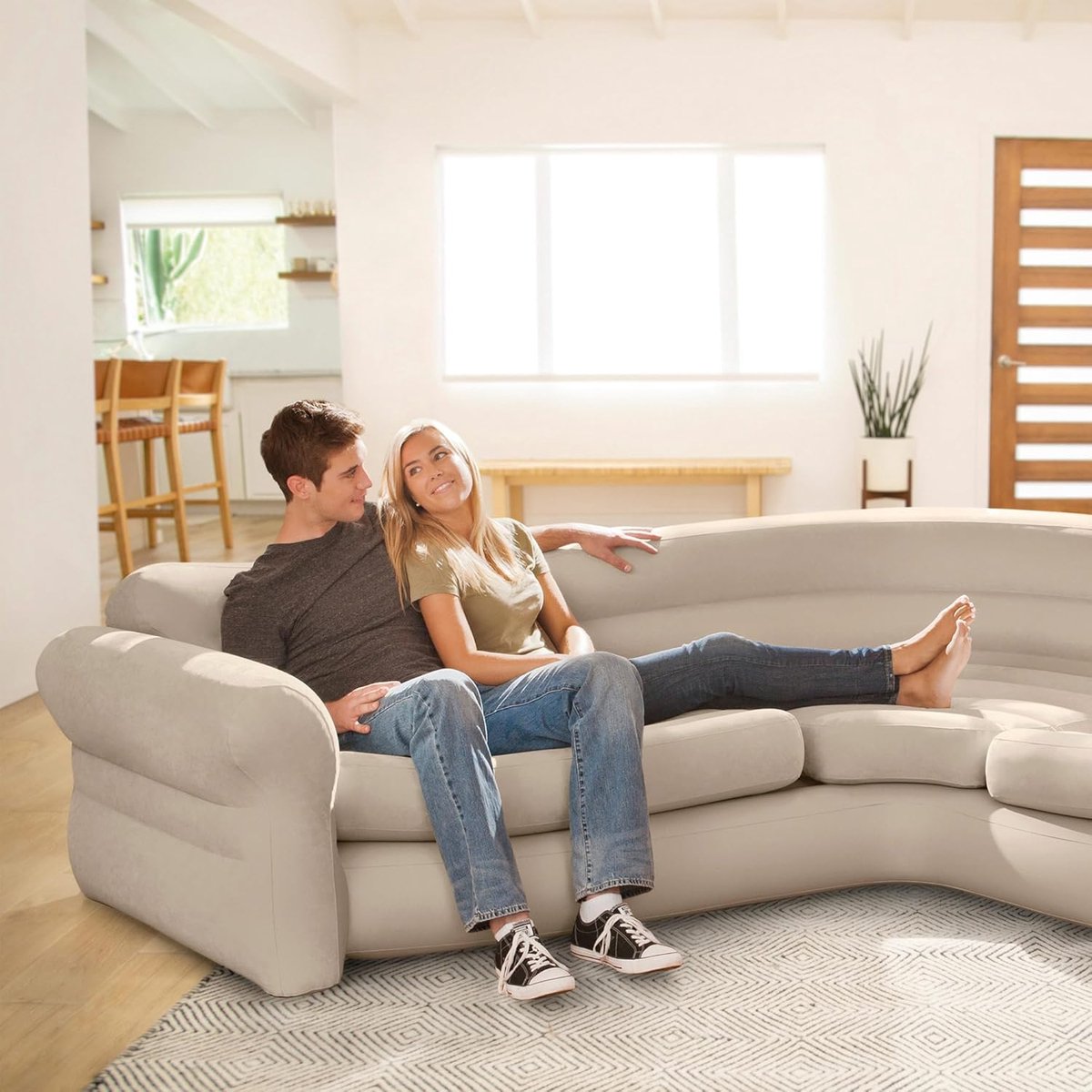 Luxe L-vormige Hoekbank – Beige – Industrohome