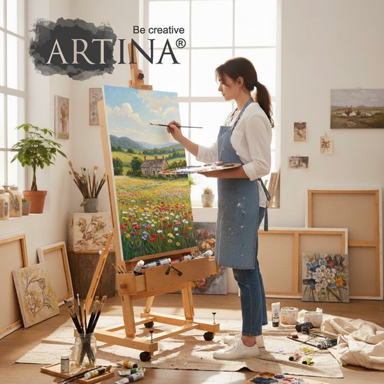 Artina Chevalet de peinture - Chevalet d'atelier en hêtre - 66x180 cm - Pise