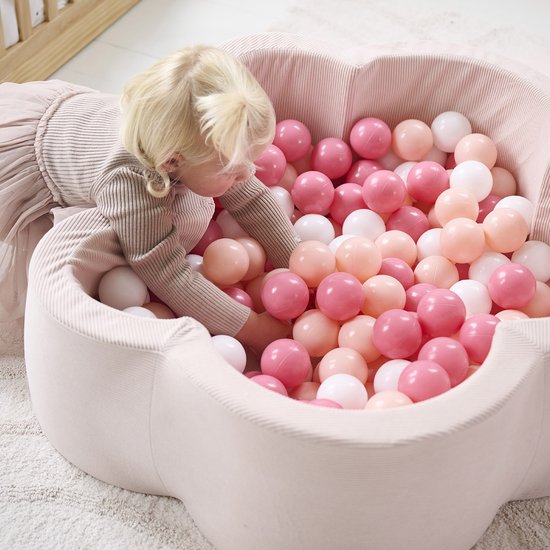 Petite Amélie Ballenbak Bloem - 90x30 cm- Ballenbad incl. 200 ballen - Roze corduroy — afbeelding 4