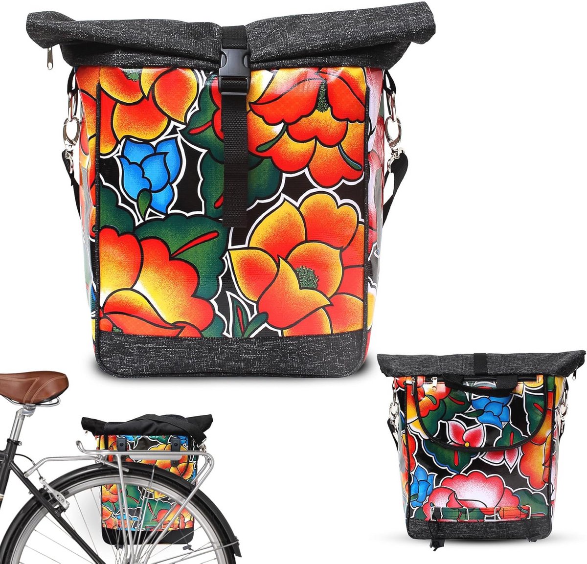 Waterdichte Fietstas met Afneembare Schouderband en Klikbevestiging voor Bagagedrager