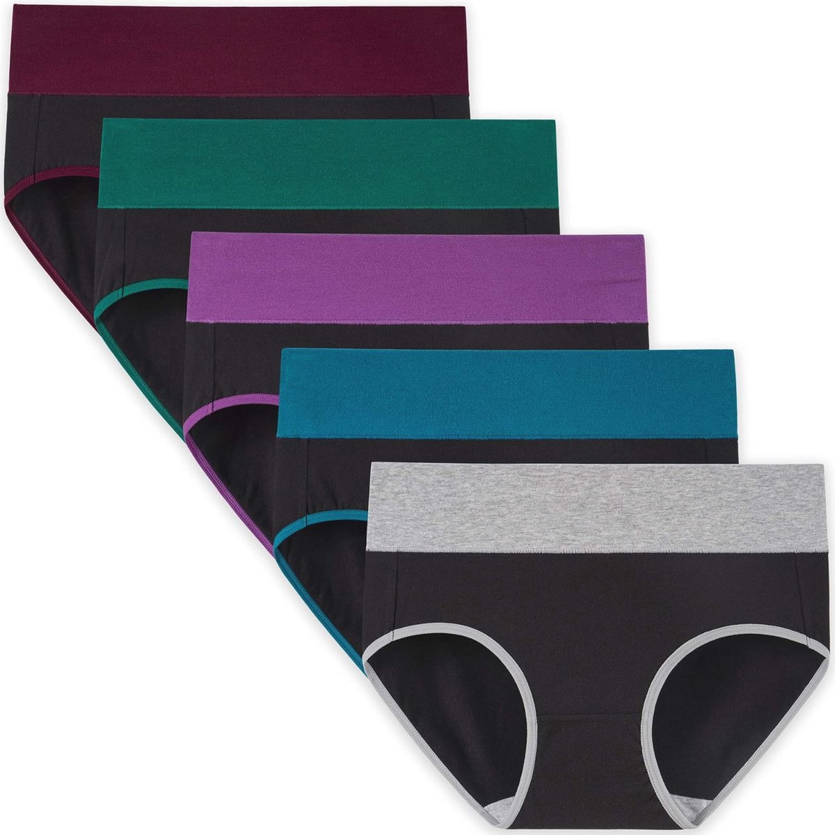 Dames Katoenen Hoge Taille Slips - Set van 5 Zacht Ondergoed