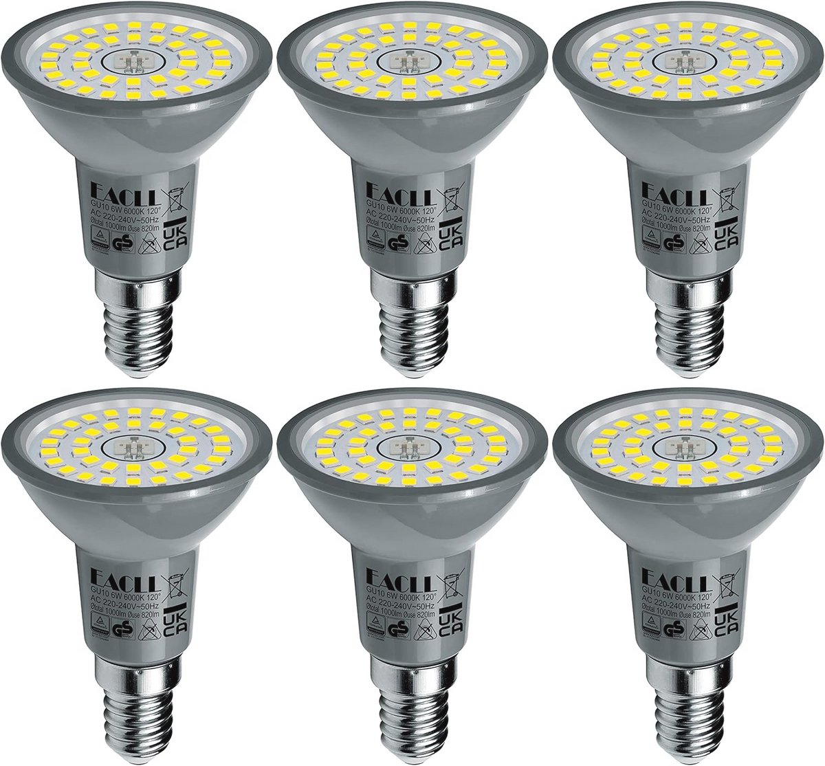 E14 LED Lamp Koel Wit 6W Gelijk aan 100W Halogeenlampen 6-pack Verlichting 6000K 820lm