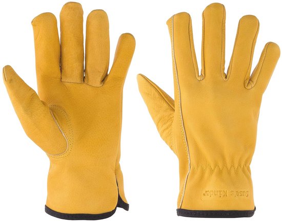Werkhandschoenen voor dames en heren, utility-tuinhandschoenen, veiligheidswerk, rundsleer, handig en ademend ontwerp (L, bruin, herenmaat