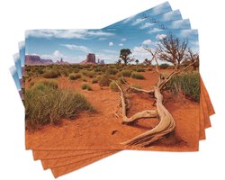 ABAKUHAUS landschaps-placematten, Arizona-valleilandschap, voor eetkamer/keuken, kleurvast, wasbaar, digitaal bedrukt, veelkleurig