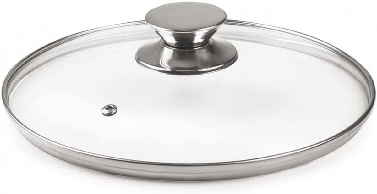 Glazen deksel met roestvrijstalen knop - 18 cm