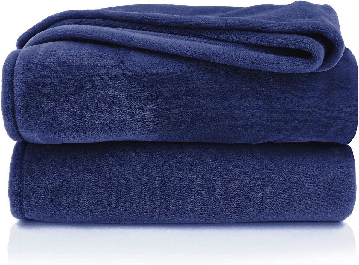 Hoogwaardige flanellen knuffeldeken XL - Superzacht fleece deken - Oeko-Tex gecertificeerd - Marineblauw - 200 x 150 cm