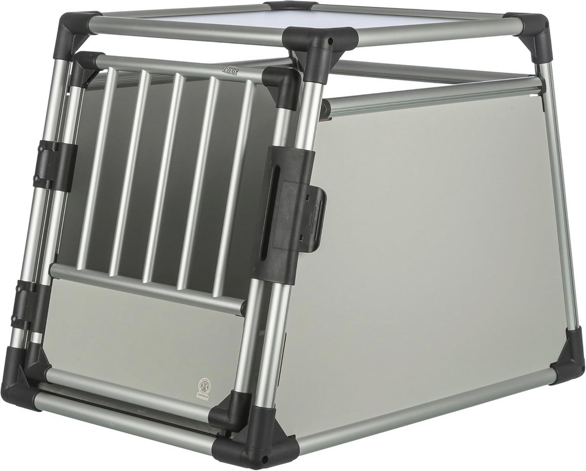 Transportbox voor huisdieren van aluminium, M—L: 63 × 65 × 90 cm, zilver/lichtgrijs