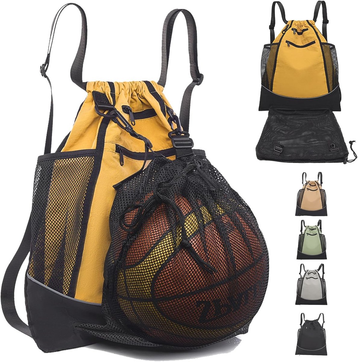 Waterproof Sports Gym Bag for Boys and Adults - Lightweight Adjustable Drawstring Ball Bag