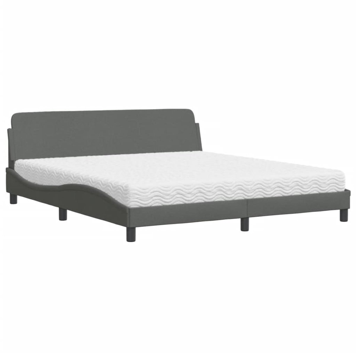 Tweepersoonsbed | Dubbelbed | Volwassenenbed | Bed met matras "Dover" stof donkergrijs 180x200 cm