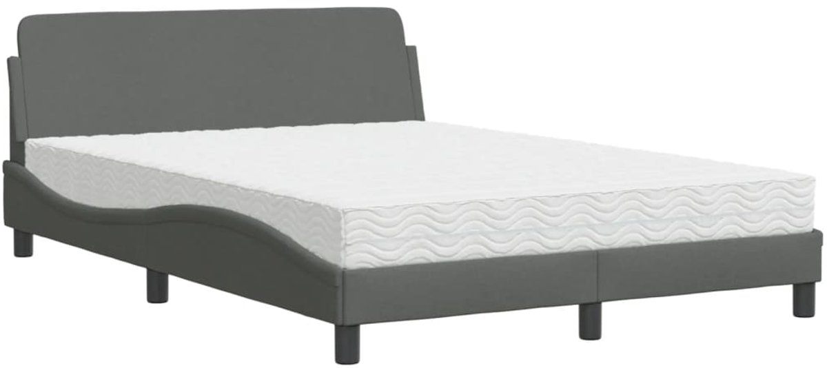 Tweepersoonsbed | Dubbelbed | Volwassenenbed | Bed met matras "Dover" stof donkergrijs 140x190 cm