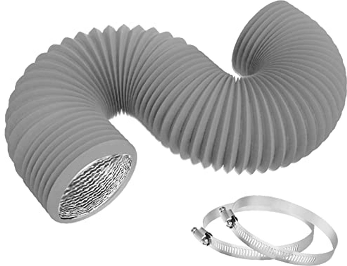 4 inch droger ontluchtingsslang - Flexibele geïsoleerde ventilatieslang met 2 klemmen voor HVAC-ventilatie