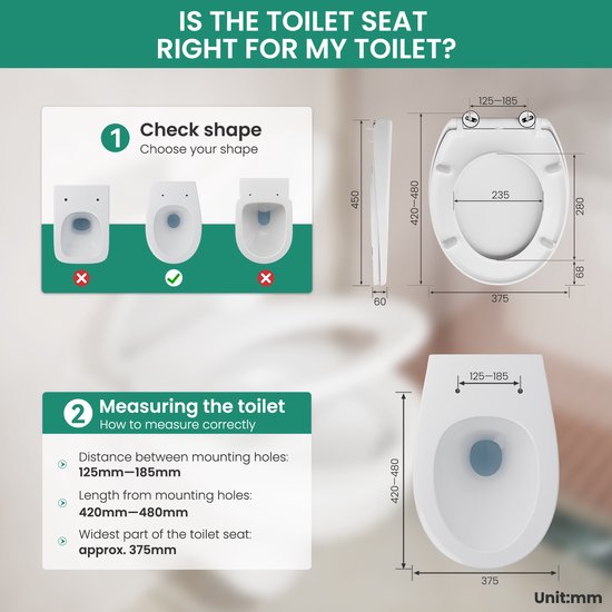 DERW MAX Abattant WC en forme de O - Abattant WC avec couvercle - Antibacterieel - Fermeture en douceur - Fonction Easy Clean - Duroplast Wit