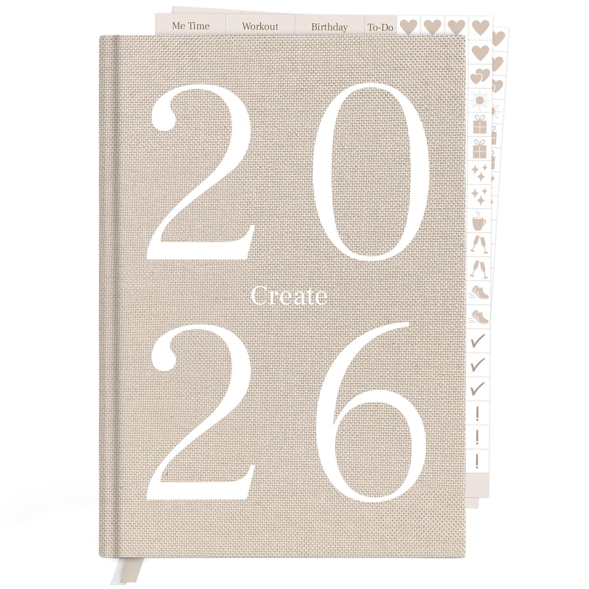 IMPERATORIS® Kalender 2026 - Maandkalender 2025 voor Kantoor en Thuis - Kleurrijke wandkalender/tafelkalender 2026 - Beige