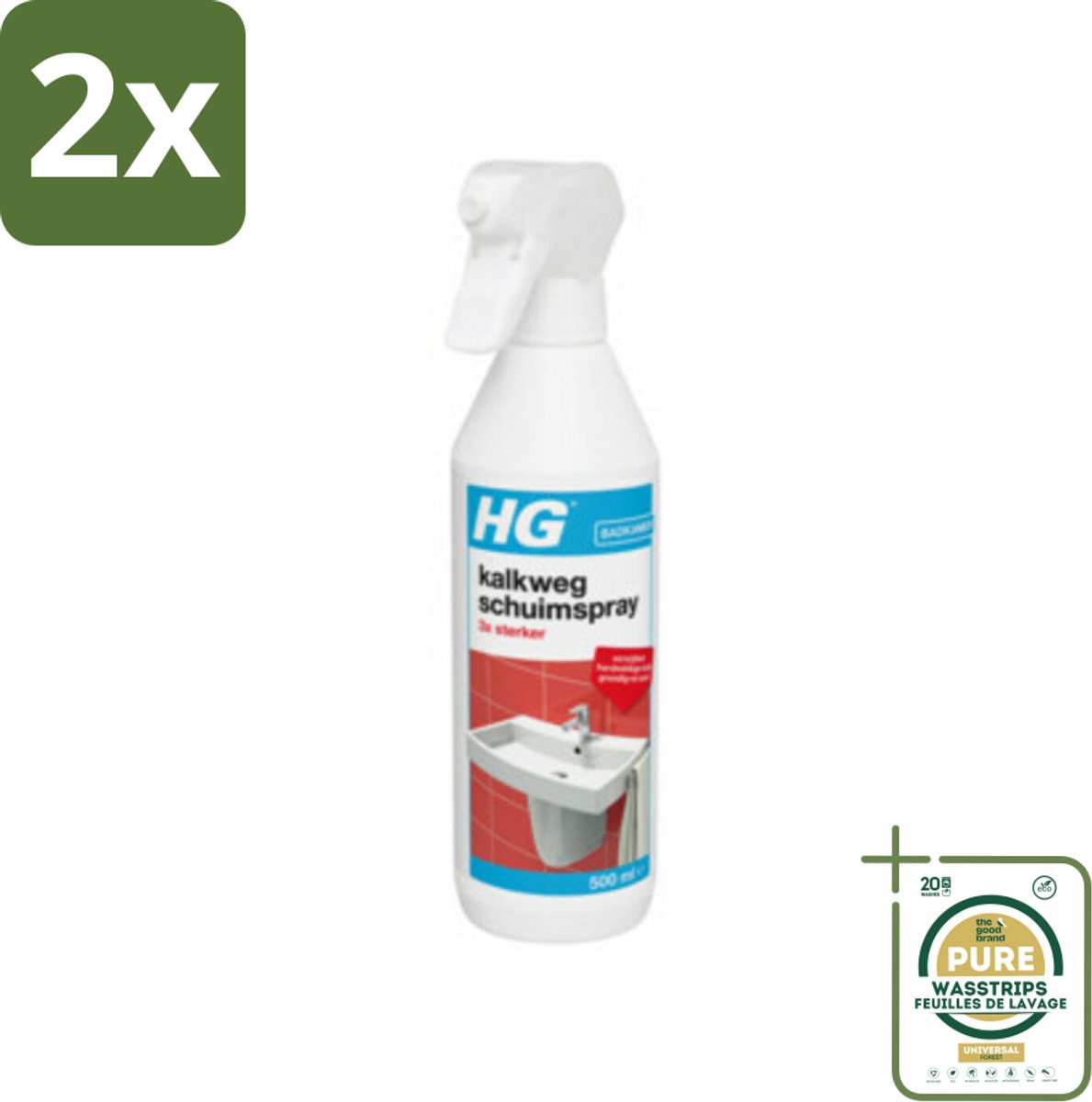 HG Kalkweg Schuimspray 3x Sterker 500 ml - Voordeelverpakking - 2 stuks - Badkamerschoonmaak - Schimmelreiniging