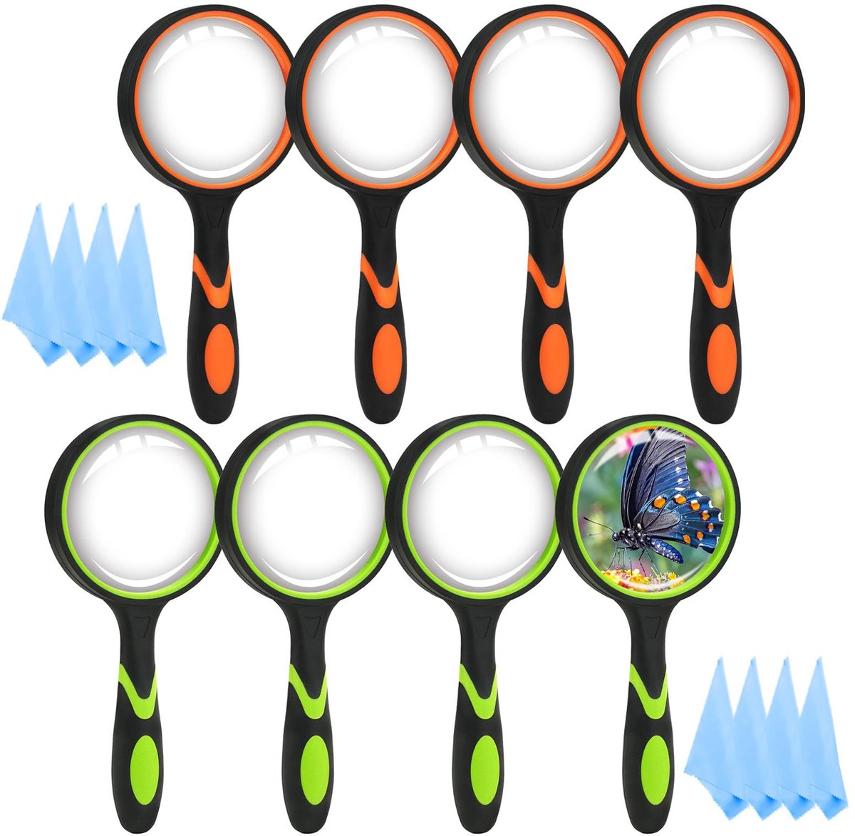 IMPERATORIS® 8x Vergrootglas - Handheld Vergrootglas voor Kinderen & Senioren -Lichtgewicht & Duurzaam – Educatief Speelgoed voor Natuurverkenning - Lezen & Hobby’s - 10x 75mm - Oranje/Groen