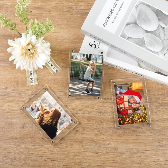 IMALPQPP 10 x magnetische mini-fotolijsten 9,1 x 8 cm – kleine magnetische fotolijsten voor foto's en ansichtkaarten, als koelkastmagneten, prikbord, magnetisch of mini-fotolijst