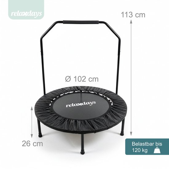 Fitness trampoline - Ø102 cm - opvouwbaar - zwart