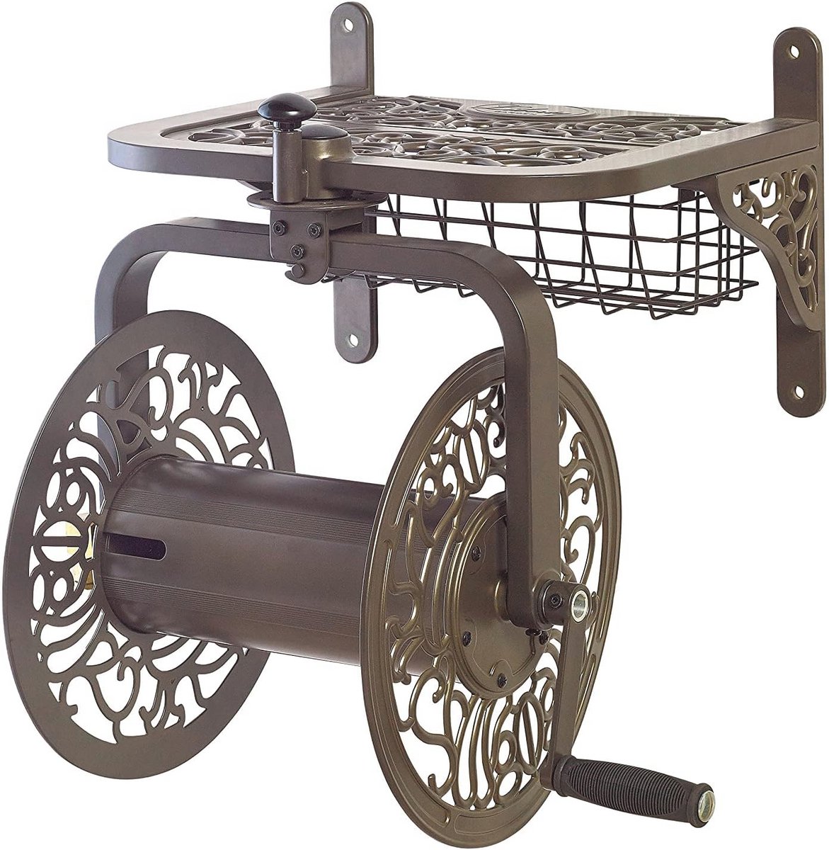 Decoratieve Gegoten Aluminium Roterende Tuinslanghaspel voor 150 voet Slang - Brons