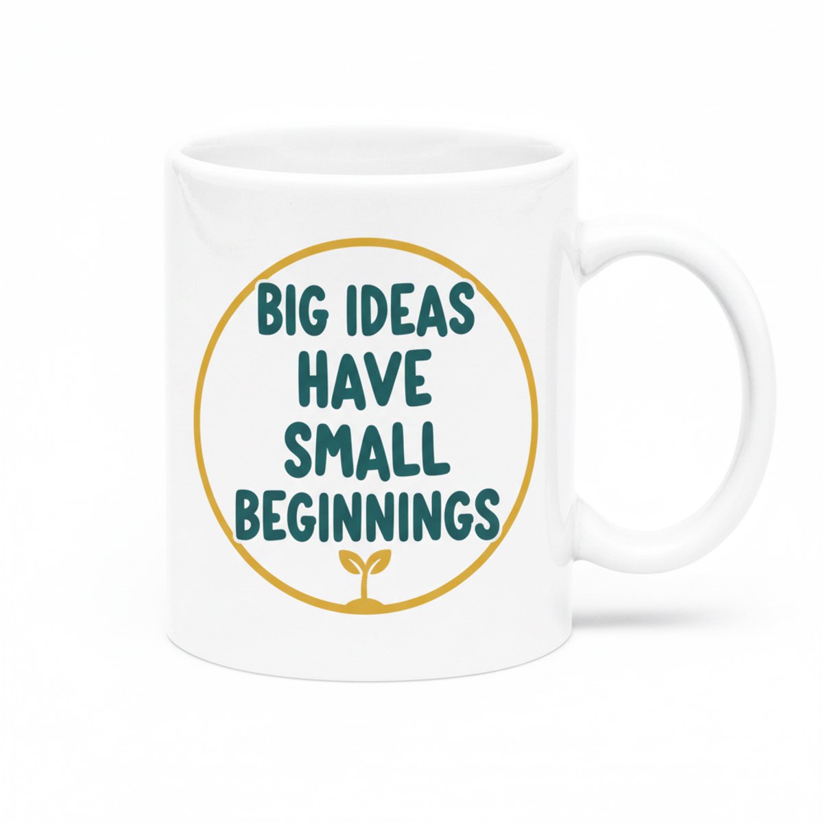 Inspirerende Keramische Mok 330ml – “Big Ideas Have Small Beginnings” – Motiverende Koffie- en Theebeker Cadeau