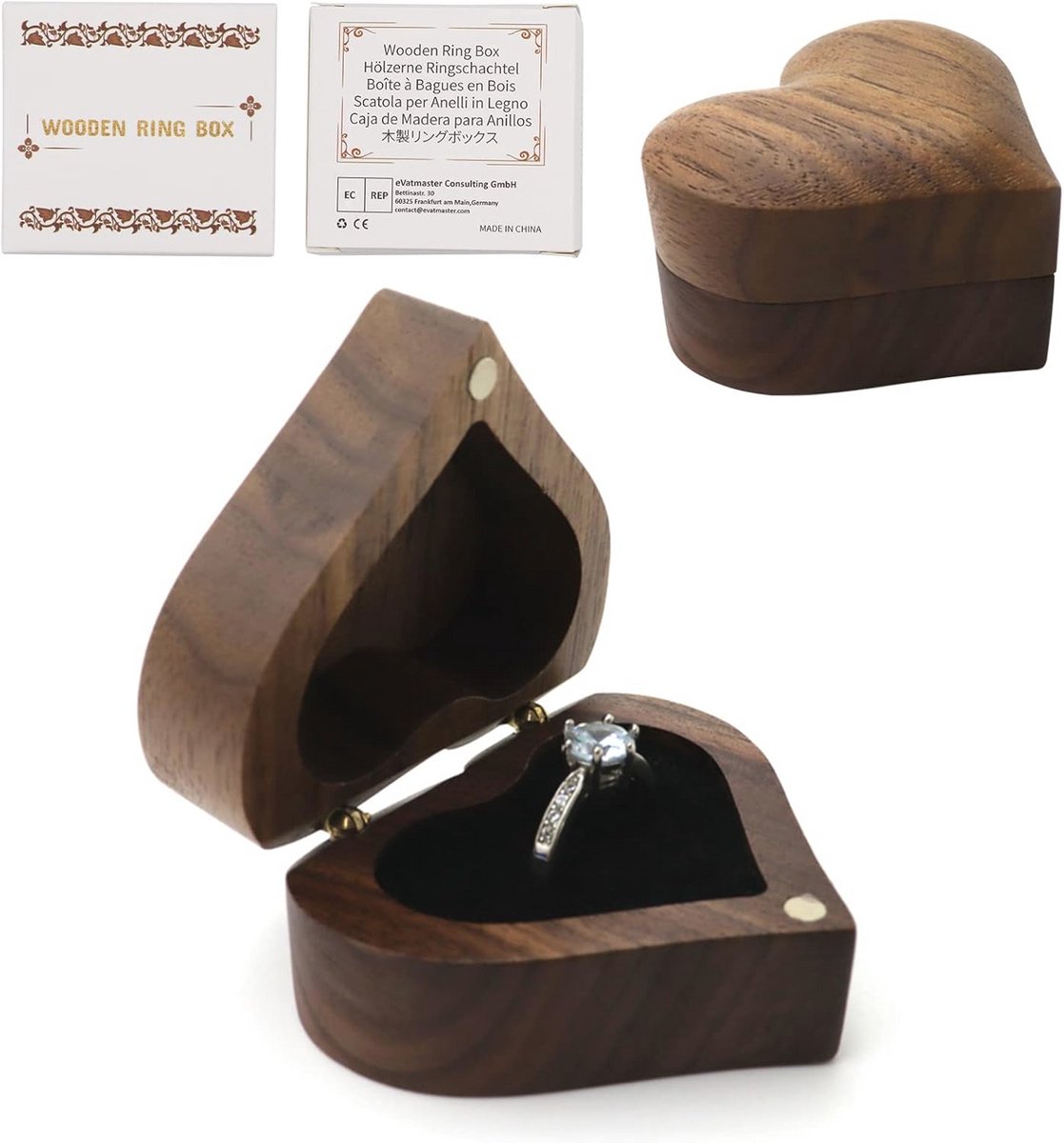 Houten Ringdoos met Fluweel Interieur voor Verlovingsringen