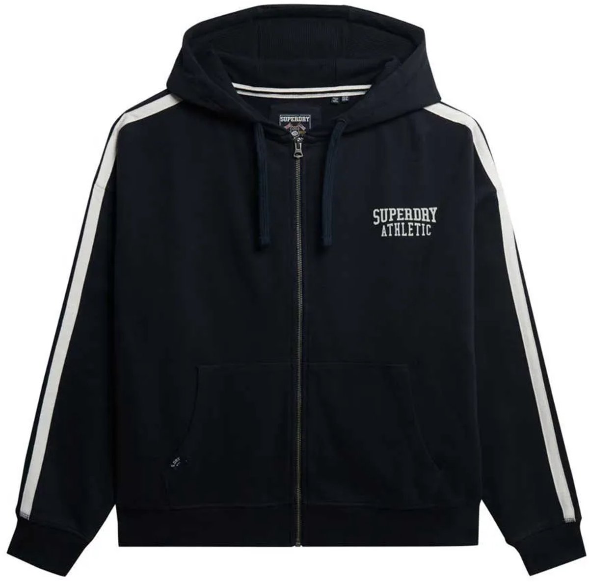 Superdry Athletic Essentials hoodie met losse pasvorm en rits Dames Hoodies Marineblauw