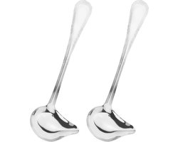 Juslepel Set van 2 - RVS Sauslepels met Schenktuit - 20 cm - Vaatwasserbestendig - Zilver