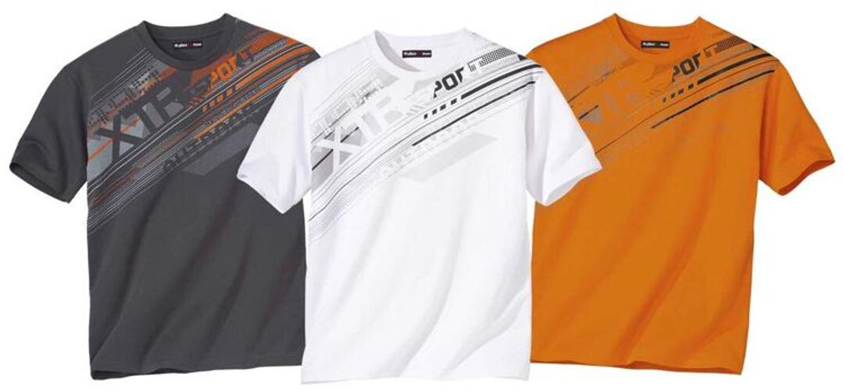 ATLAS FOR MEN - Set van 3 Graphic Sport T-shirts - Heren - Verkrijgbaar in grote maten - M