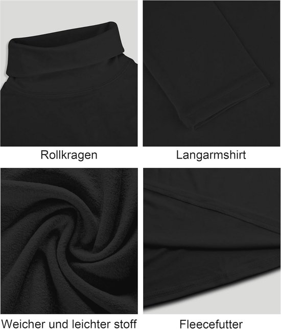 THE GYM PEOPLE Dames mock coltrui lange mouwen fleece thermisch ondergoed pullover tops met duimgat, Bruin, L